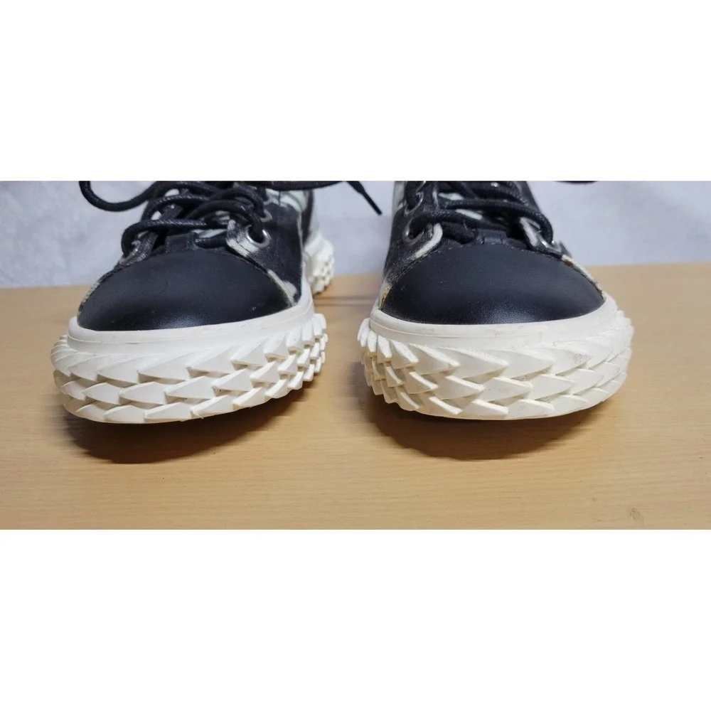 Black White Giuseppe Zanotti Blabber Leather Lace Up Sneakers Size 5.5